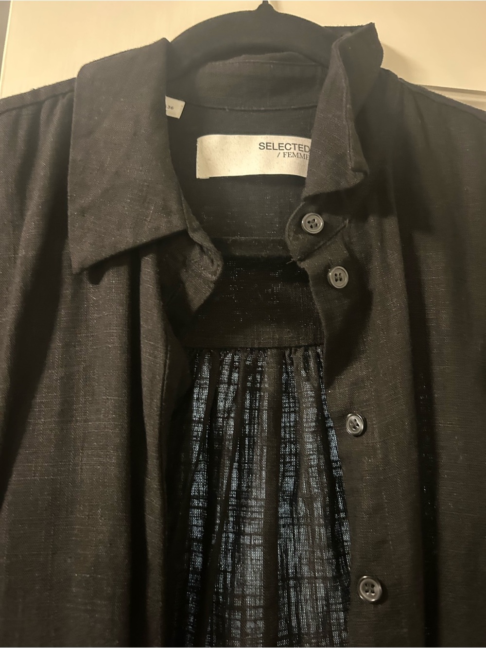 SELECTED FEMME Black Button-Down Linen Blend Shirt
